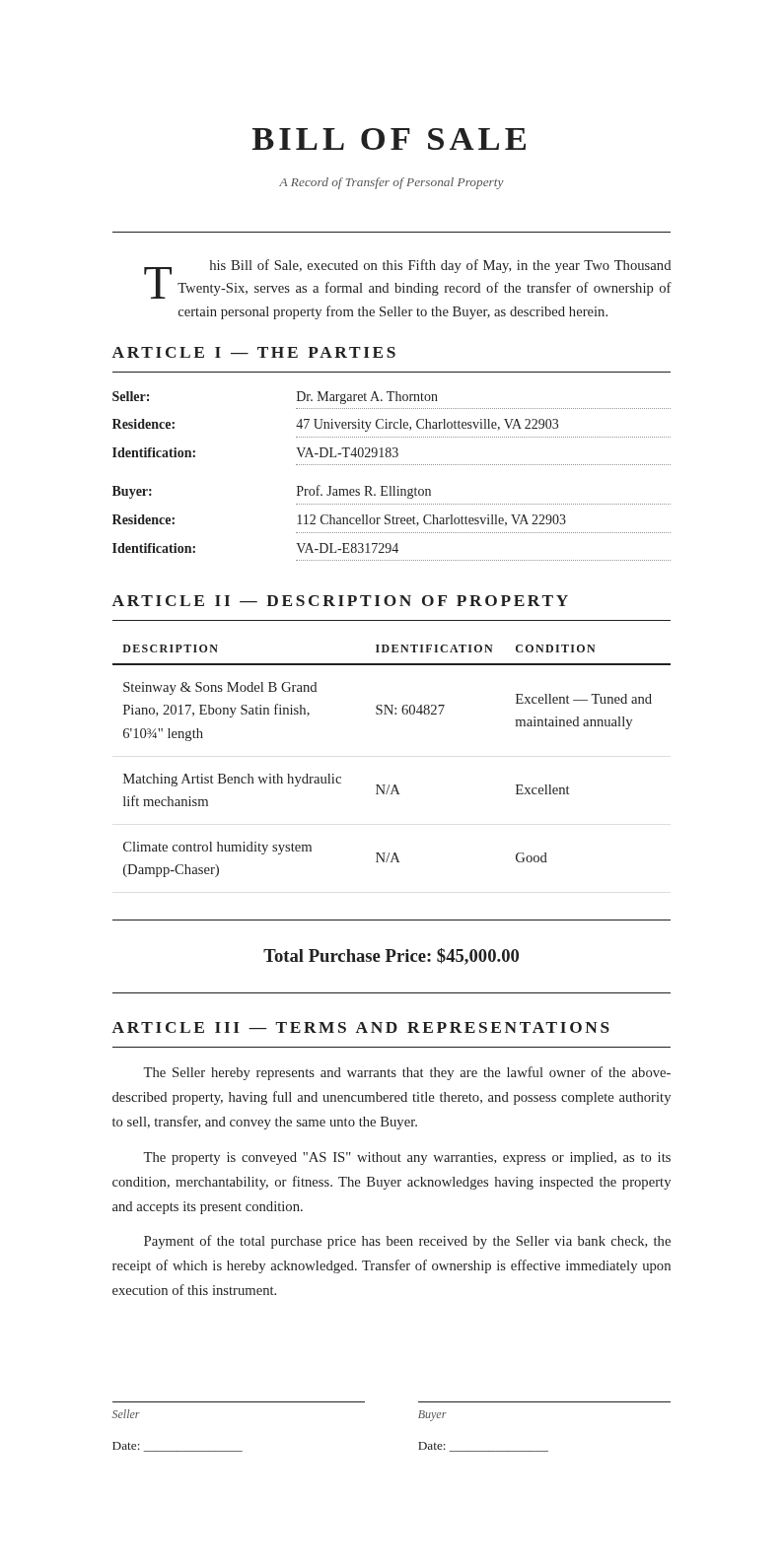 Academic Thesis Bill Of Sale